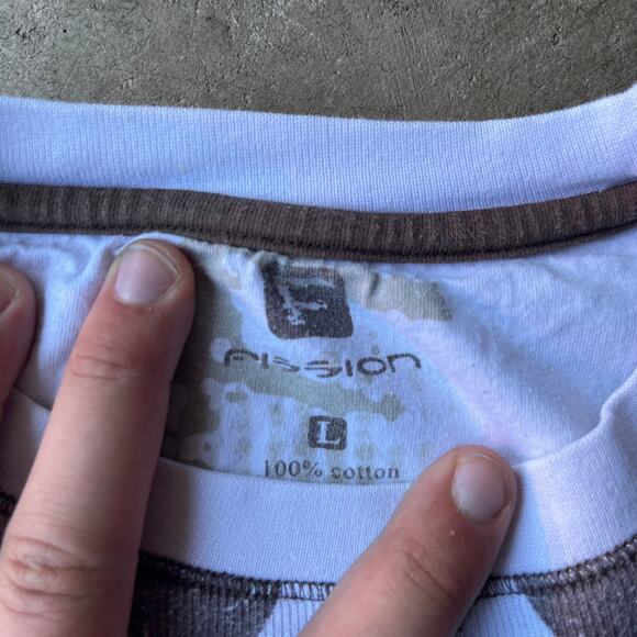 Vintage FISSION Argyle Pattern Sweatshirt 00S Pullover Grey BROWN LARGE - Picture 4 of 5